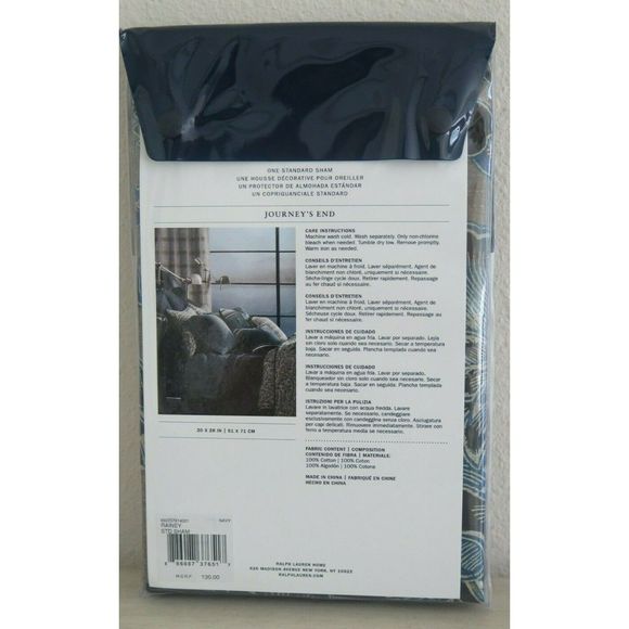 RALPH LAUREN JOURNEYS END RAINEY FLORAL NAVY 1pc STANDARD PILLOW SHAM NIP $130 - Picture 2 of 7